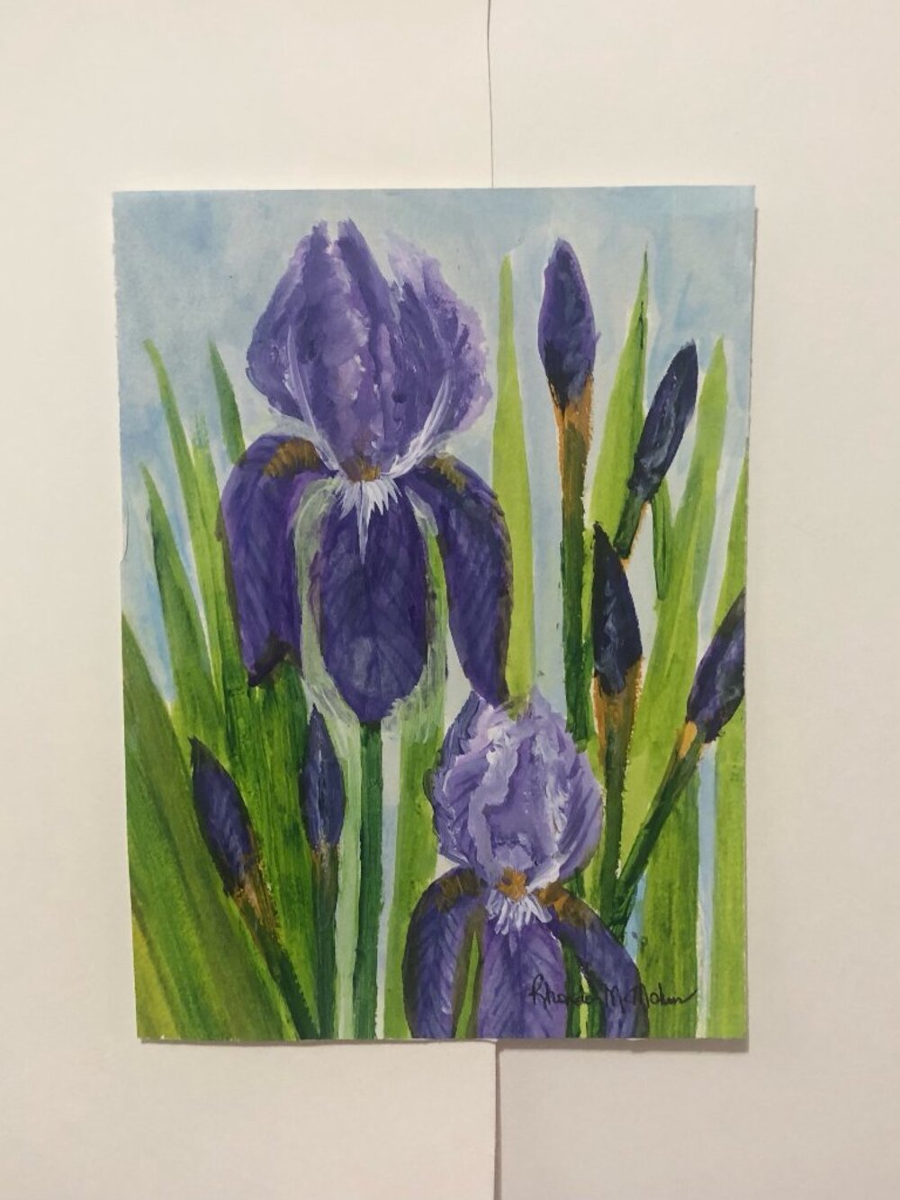 Purple iris in the Garden Painting